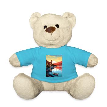 Gardasee Dekoration Vintage Reiseposter WPA - Teddy - Atollblau - Vorne