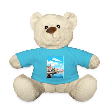 Aveiro Portugal Vintage Travel Poster WPA Souvenir - Teddy Bear - atoll blue - Front