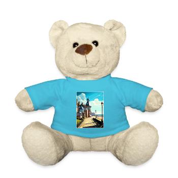 Herne Bay England Kent Vintage Travel Poster WPA - Teddy Bear - atoll blue - Front