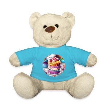 Geburtstagstorte / Kuchen / Happy Birthday / Torte - Teddy - Atollblau - Vorne