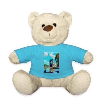 Bolton Abbey England Vintage Travel Poster WPA Art - Teddy Bear - atoll blue - Front