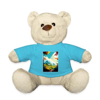 Eden Project England Vintage Travel Poster WPA Art - Teddy Bear - atoll blue - Front