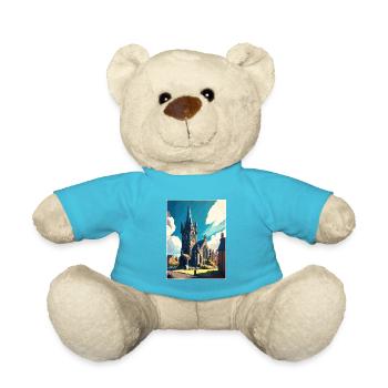 St Andrews Scotland Vintage Travel Poster Souvenir - Teddy Bear - atoll blue - Front