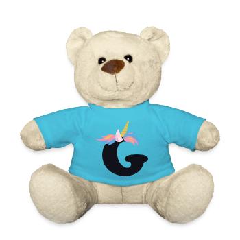Unicorn Letter Rainbow Style "G" | be unique - Teddy Bear - atoll blue - Front