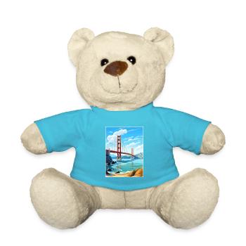 San Francisco Golden Gate Kalifornien Reiseposter - Teddy - Atollblau - Vorne