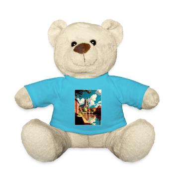 Norwich England Vintage Travel Poster WPA Souvenir - Teddy Bear - atoll blue - Front