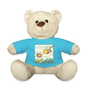 Eine Katzenbiene fliegt zur Blume - Teddy - Atollblau - Vorne