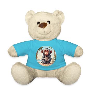 Monkey / Animal / Zoo / Babian / Wild / Comic - Teddy Bear - atoll blue - Front