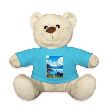 Resurrection Bay Alaska Vintage Travel Poster WPA - Teddy Bear - atoll blue - Front