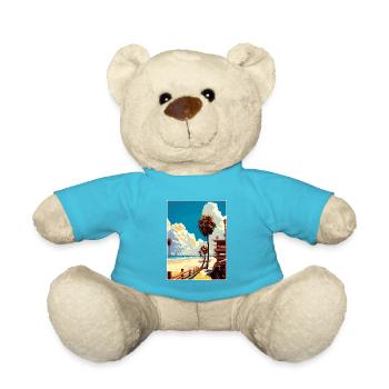 Santa Monica Kalifornien Vintage Reiseposter WPA - Teddy - Atollblau - Vorne