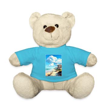 Salt Creek Beach California Vintage Travel Poster - Teddy Bear - atoll blue - Front