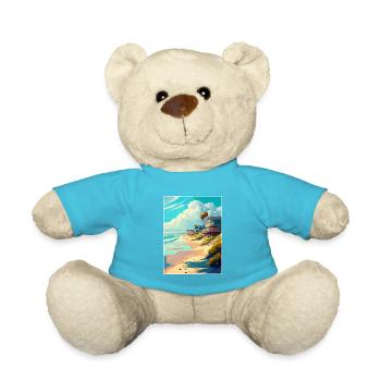Salt Creek Beach California Vintage Travel Poster - Teddy Bear - atoll blue - Front