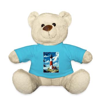 Long Island New York State Vintage Travel Poster - Teddy Bear - atoll blue - Front