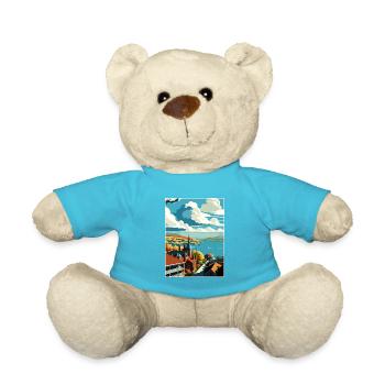 Canandaigua New York State Vintage Travel Poster - Teddy Bear - atoll blue - Front