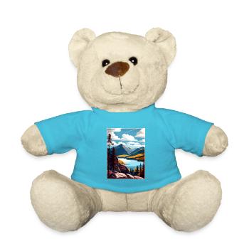 The Adirondacks New York State Travel Poster - Teddy Bear - atoll blue - Front