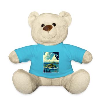 Thousand Islands New York State Travel Poster - Teddy Bear - atoll blue - Front