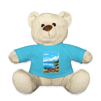 Iliamna lac Alaska Vintage voyage affiche Souvenir - Nounours - bleu outremer - Devant