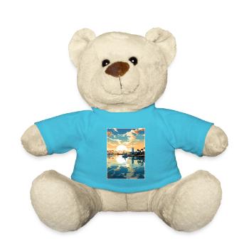 Pearl Harbor Hawaii Vintage Reiseposter Souvenir - Teddy - Atollblau - Vorne
