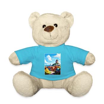 Quebec Kanada Vintage Reiseposter WPA Souvenir - Teddy - Atollblau - Vorne