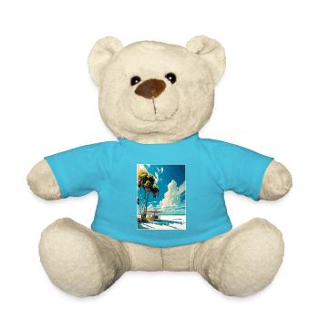 Siesta Key Florida Vintage Travel Poster Souvenir - Teddy Bear - atoll blue - Front