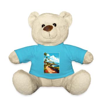 Kailua Kona Hawaii Vintage Travel Poster Souvenir - Teddy Bear - atoll blue - Front