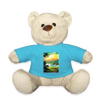 Kailua Kona Hawaii Vintage Travel Poster Souvenir - Teddy Bear - atoll blue - Front
