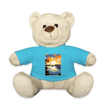 Pearl Harbor Hawaii Vintage Reiseposter Souvenir - Teddy - Atollblau - Vorne