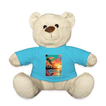 Miami Beach Florida Vintage Travel Poster Souvenir - Teddy Bear - atoll blue - Front
