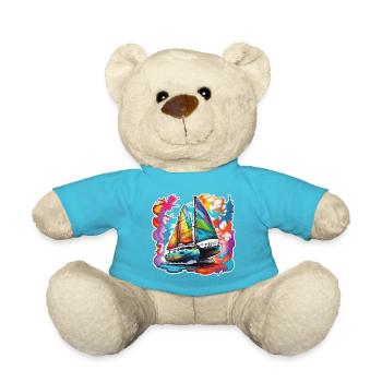 Pirate Ship / Boat / Sea / Ocean / Waves - Teddy Bear - atoll blue - Front