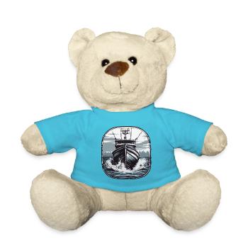 Pirate Ship / Boat / Sea / Ocean / Waves - Teddy Bear - atoll blue - Front