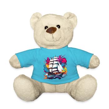 Pirate Ship / Boat / Sea / Ocean / Waves - Teddy Bear - atoll blue - Front