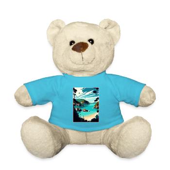 Abel Tasman New Zealand Vintage Travel Poster WPA - Teddy Bear - atoll blue - Front