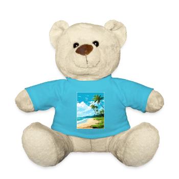 Palm Cove Beach Australien Vintage Reiseposter - Teddy - Atollblau - Vorne