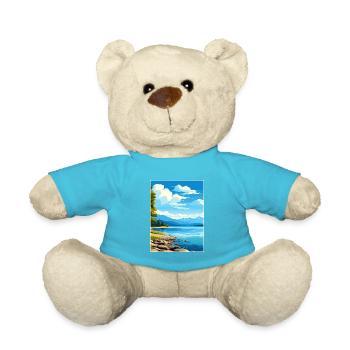 Te Anau New Zealand Vintage Travel Poster Souvenir - Teddy Bear - atoll blue - Front