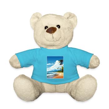 Playa Flamingo Costa Rica Vintage Travel Poster - Teddy Bear - atoll blue - Front