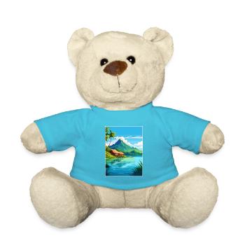 Morea Französisch-Polynesien Vintage Reiseposter WPA - Teddy - Atollblau - Vorne