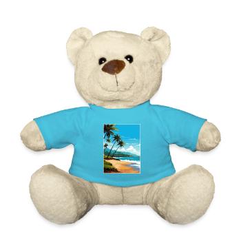 Playa Flamingo Costa Rica Vintage Travel Poster - Teddy Bear - atoll blue - Front