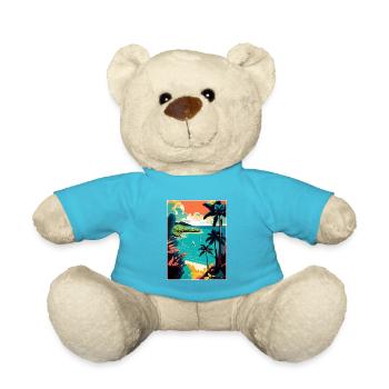 Trinidad And Tobago Caribbean Travel Poster - Teddy Bear - atoll blue - Front