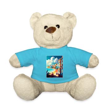San Juan Caribbean Vintage Travel Poster Souvenir - Teddy Bear - atoll blue - Front