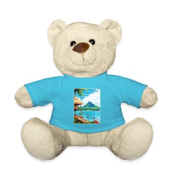 Bora Polynésie Française Vintage Voyage Poster WPA - Nounours - bleu outremer - Devant