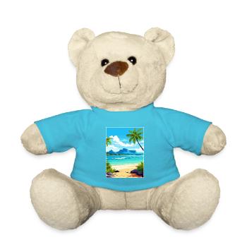 Mauritius East Africa Vintage Travel Poster WPA - Teddy Bear - atoll blue - Front