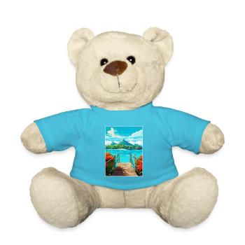 Bora Polynésie Française Vintage Voyage Poster WPA - Nounours - bleu outremer - Devant