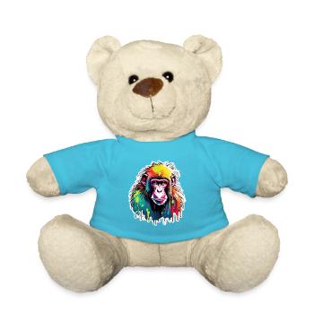 Affe / Tier / Zoo / Babian / Wild / Comic - Teddy - Atollblau - Vorne