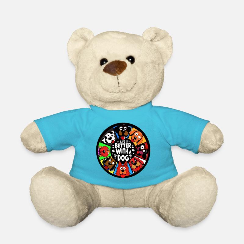 Life is better with a dog - Teddy Bear - atoll blue