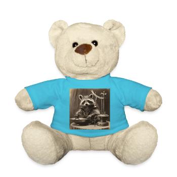 Raccoon / Animal / Photo / Wild / Funny / Robber - Teddy Bear - atoll blue - Front