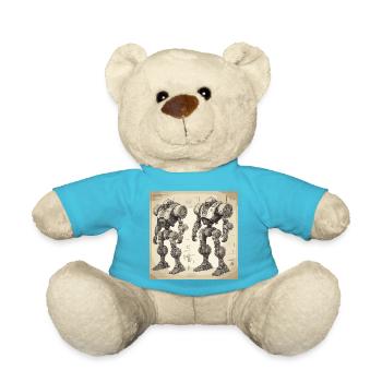 Blueprint / Sepia / Vintage / Retro / Robot - Teddy Bear - atoll blue - Front