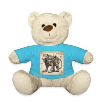 Blueprint / Sepia / Vintage / Retro / Robot - Teddy Bear - atoll blue - Front