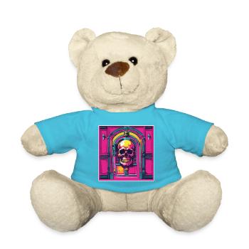 Door Knocker / Skull / Bell / Antique / Old - Teddy Bear - atoll blue - Front