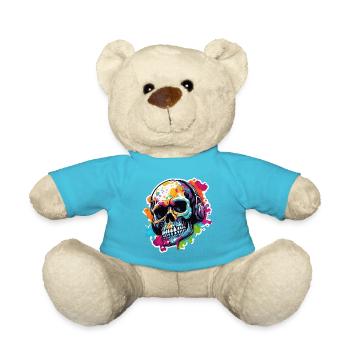 Skull / Totenkopf / Skelett / Gothic / Tattoo - Teddy - Atollblau - Vorne