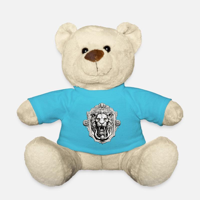 Löwenkopf / Türklopfer / Klingel / Antik / alt - Teddy - Atollblau